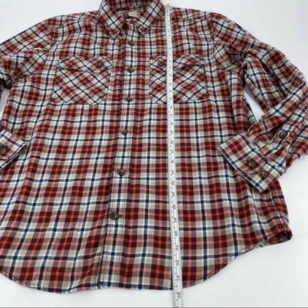 Duluth Trading Co Button Down Shirt Mens Large Red Plaid Flap Pockets Rugged - Picture 7 of 8